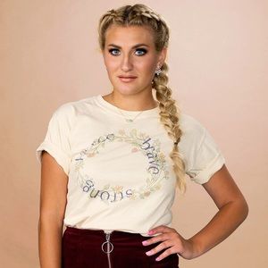 Femfetti cream fierce brave strong t-shirt